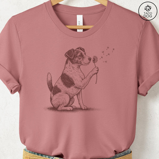 Jack Russell Dandelion T-Shirt Heather Mauve Taco-Dog