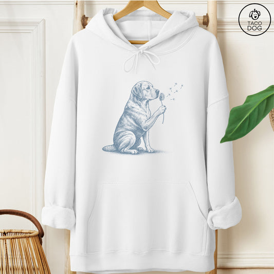 Labrador Retriever Dandelion Hoodie White Taco-Dog