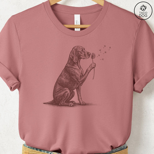 Vizsla Dandelion T-Shirt Heather Mauve Taco-Dog