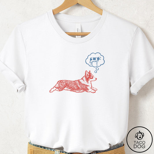 Corgi Daydream T-Shirt White Taco-Dog