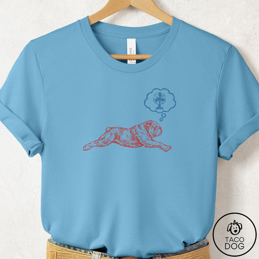 English Bulldog Daydream T-Shirt Ocean Blue Taco-Dog