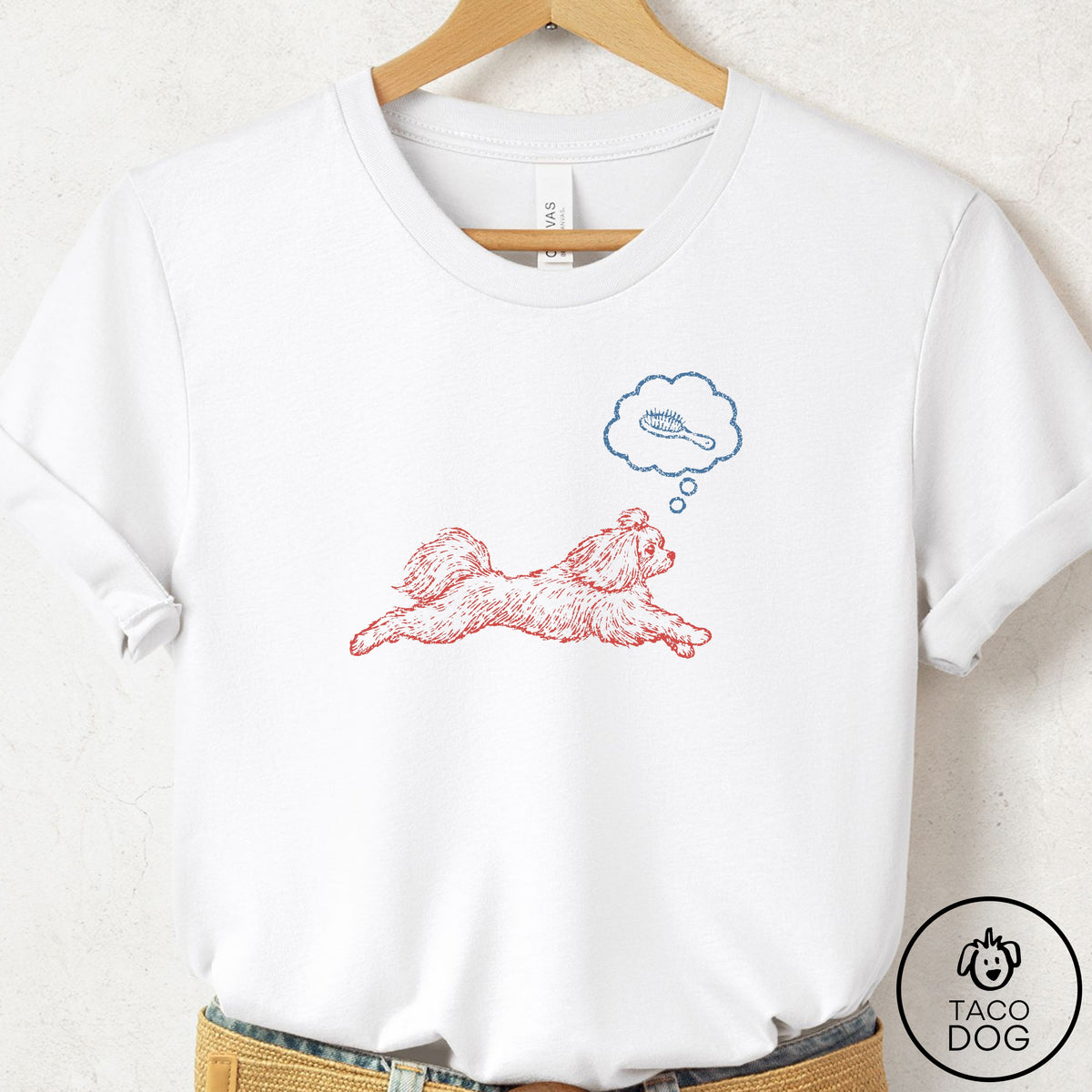 Maltese Daydream T-Shirt White Taco-Dog
