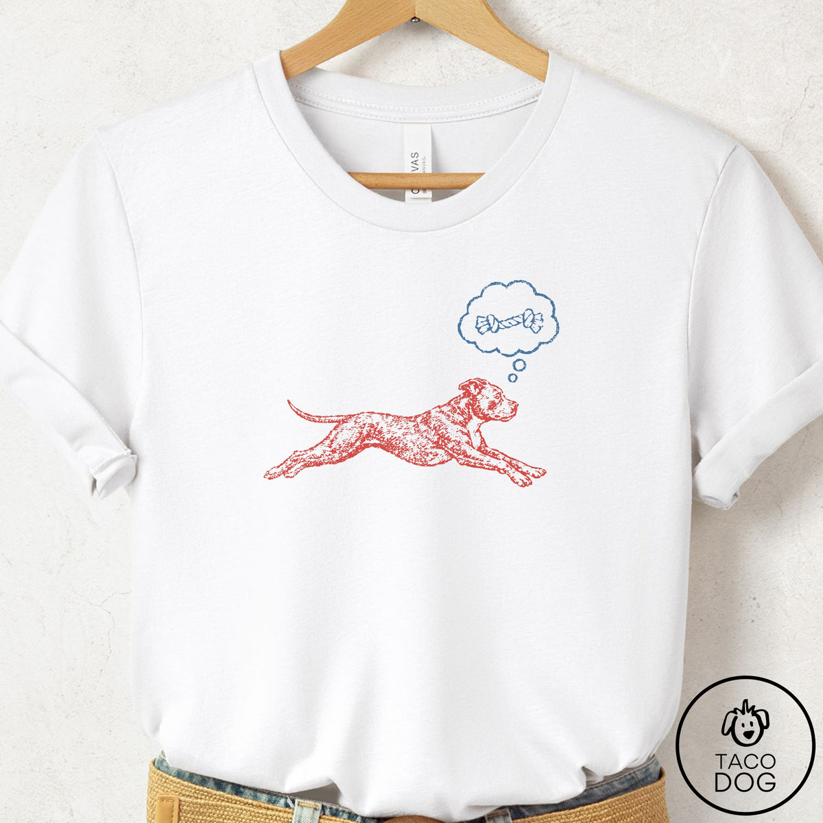 Pitbull Daydream T-Shirt White Taco-Dog