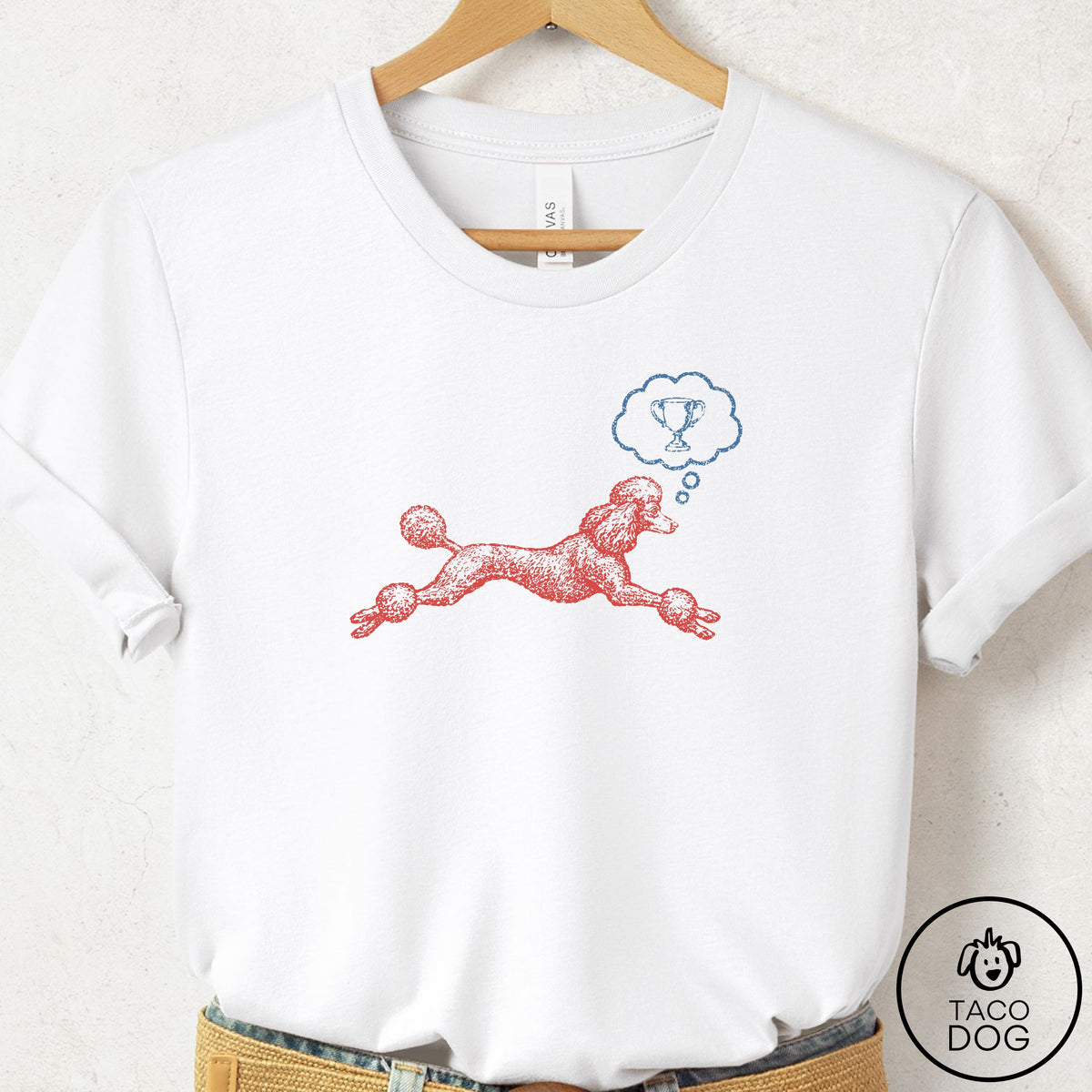 Poodle Daydream T-Shirt White Taco-Dog