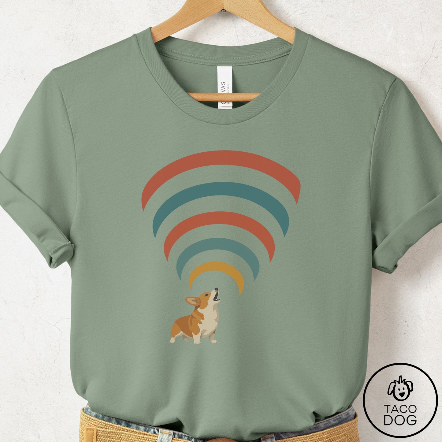 Corgi Decibel T-Shirt Sage Taco-Dog