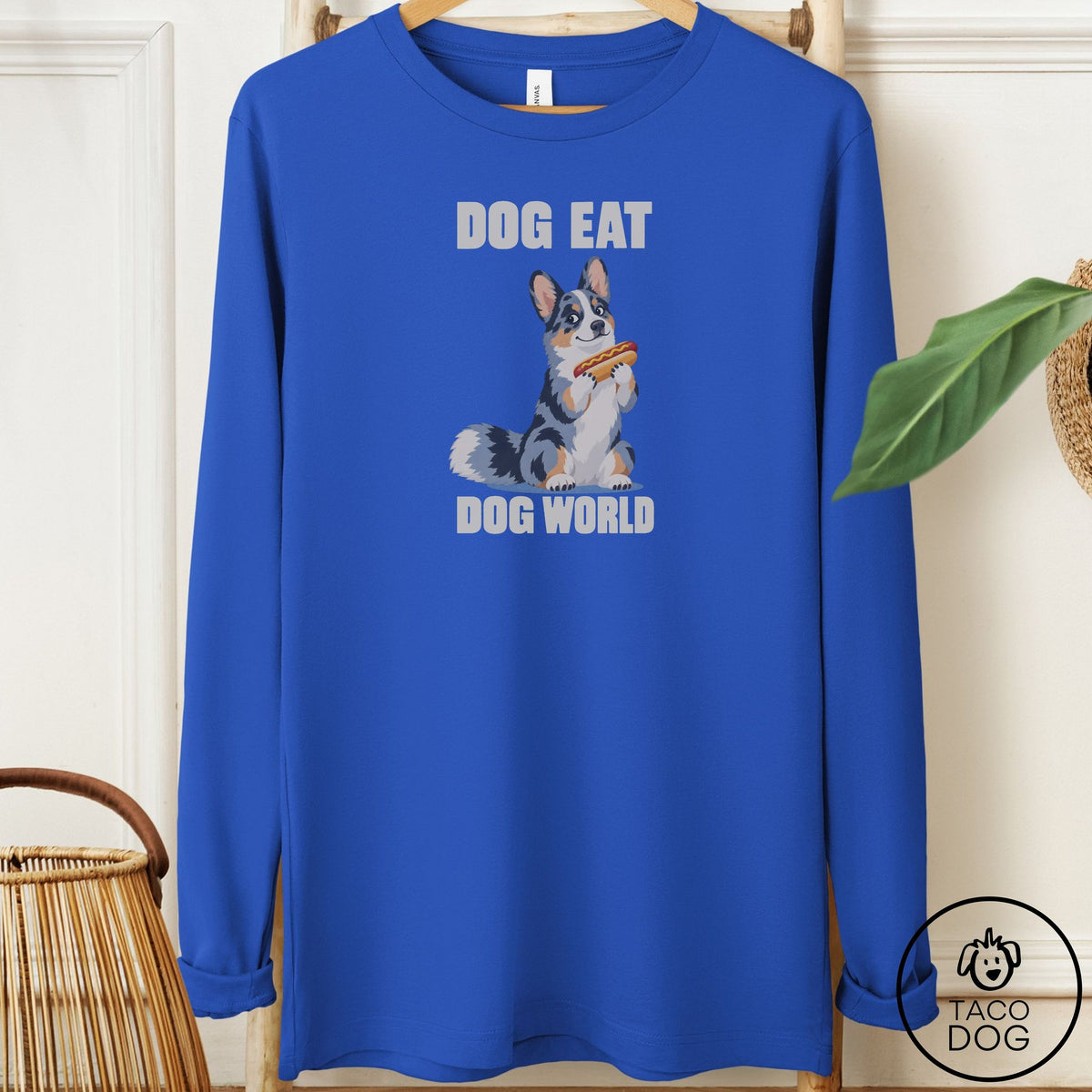 Cardigan Welsh Corgi Dog Eat Dog Long Sleeve Tee True Royal Taco-Dog