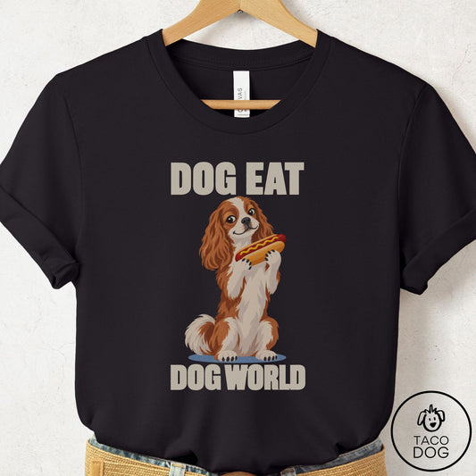 Cavalier King Charles Spaniel Dog Eat Dog T-Shirt Black Taco-Dog