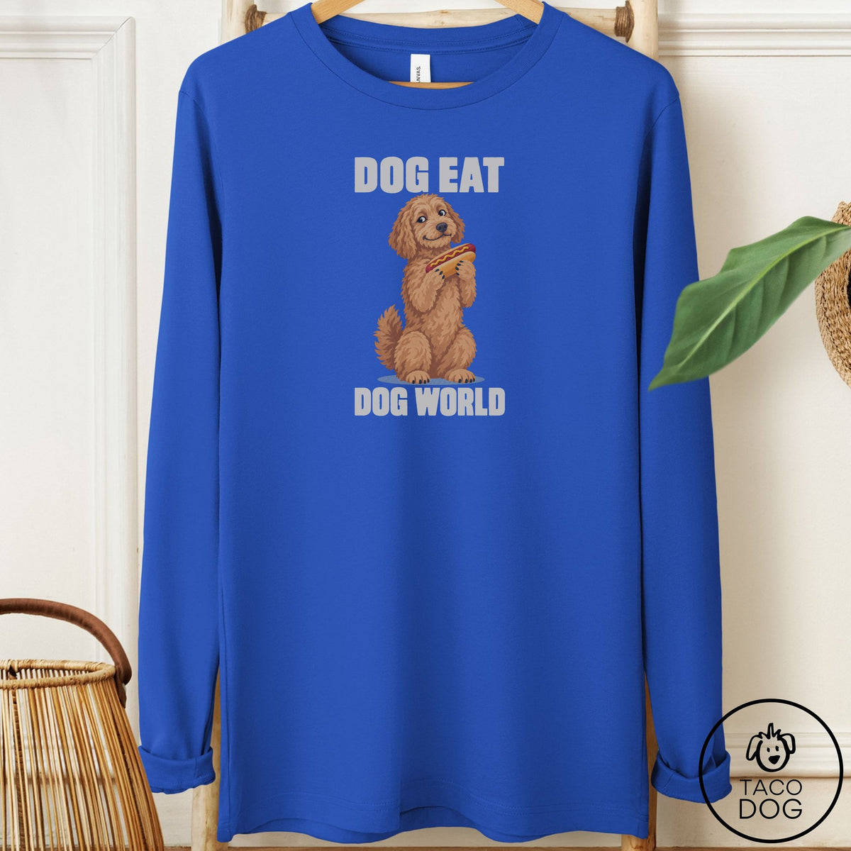Doodle Dog Eat Dog Long Sleeve Tee True Royal Taco-Dog