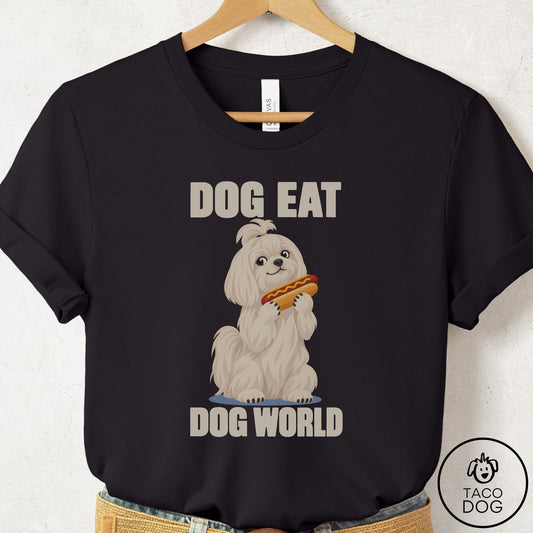 Maltese Dog Eat Dog T-Shirt Black Taco-Dog