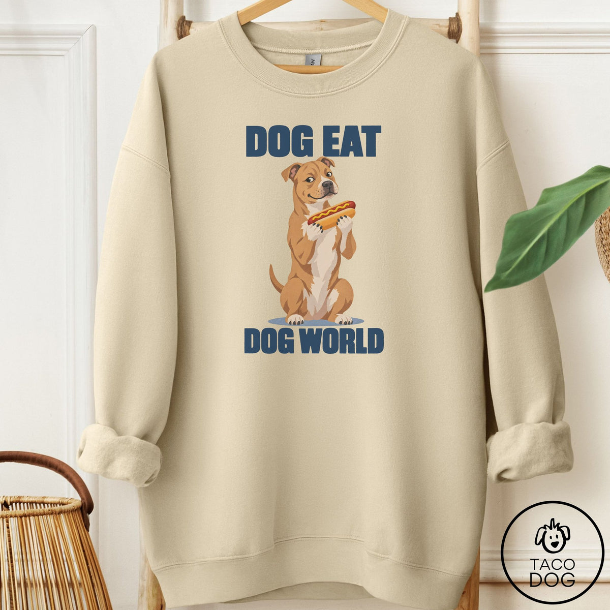 Pitbull Dog Eat Dog Sweatshirt Sand Taco-Dog