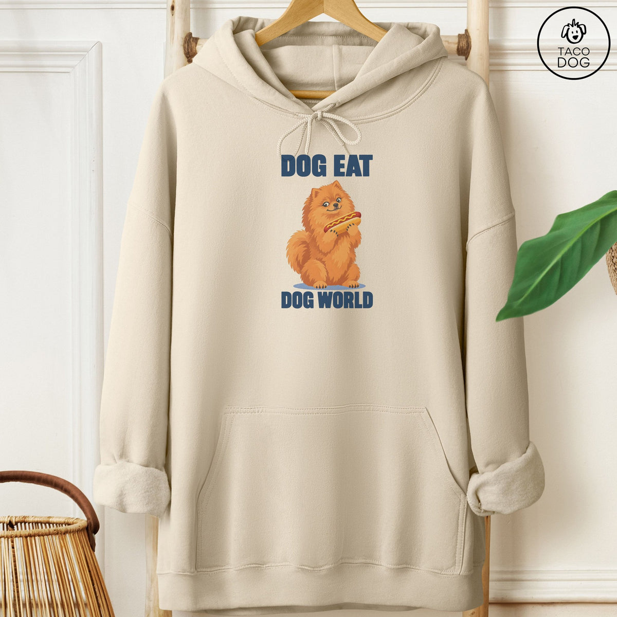 Pomeranian Dog Eat Dog Hoodie Sand Taco-Dog