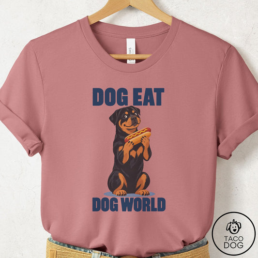 Rottweiler Dog Eat Dog T-Shirt Mauve Taco-Dog