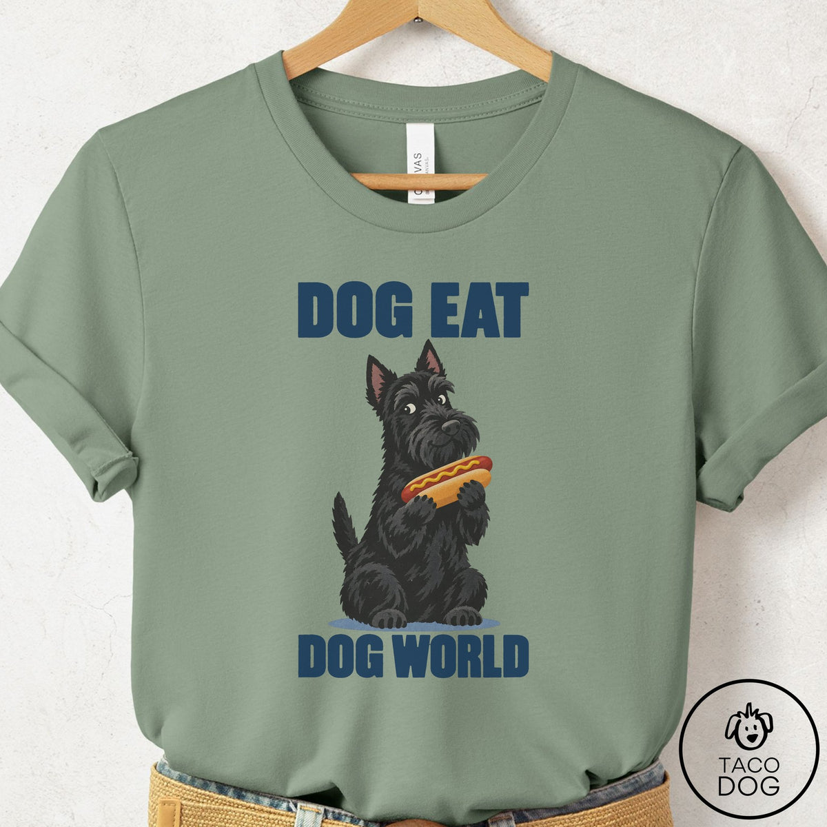 Scottie Dog Eat Dog T-Shirt Sage Taco-Dog