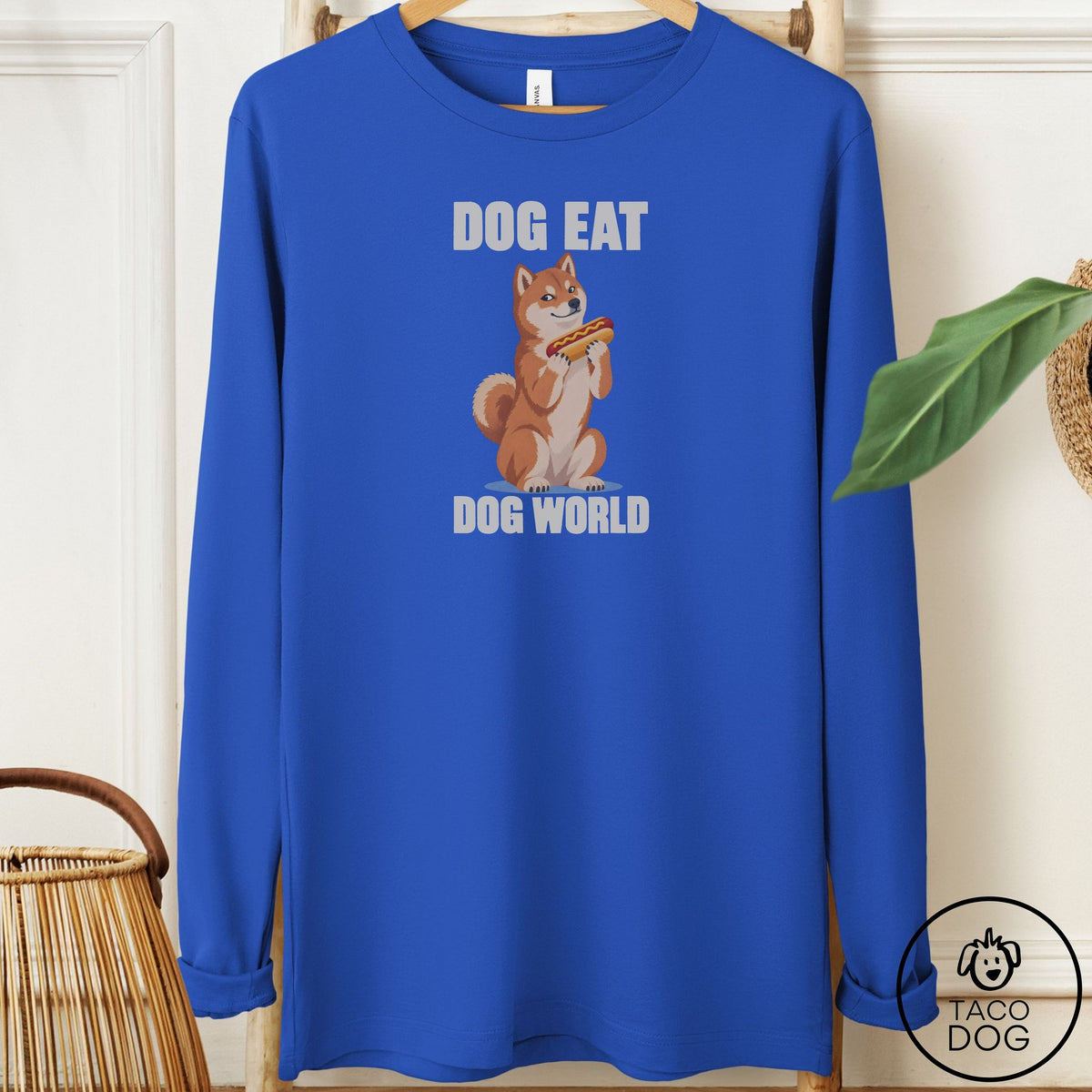 Shiba Inu Dog Eat Dog Long Sleeve Tee True Royal Taco-Dog