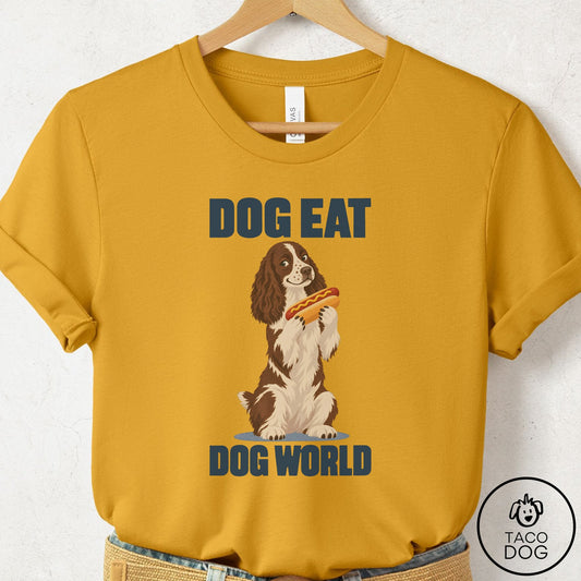 Springer Spaniel Dog Eat Dog T-Shirt Mustard Taco-Dog