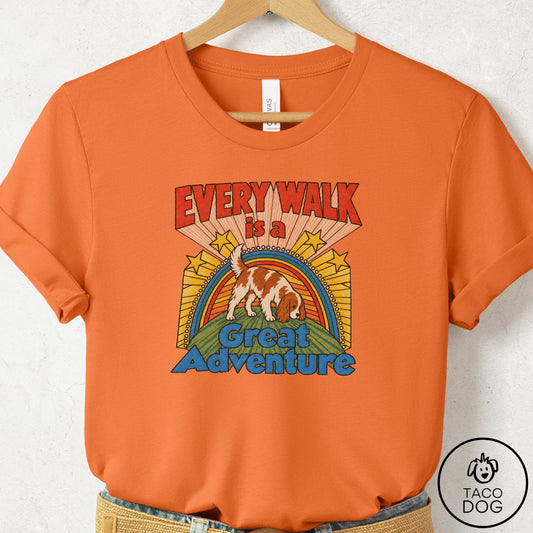Cavalier King Charles Spaniel Every Walk T-Shirt Burnt Orange Taco-Dog