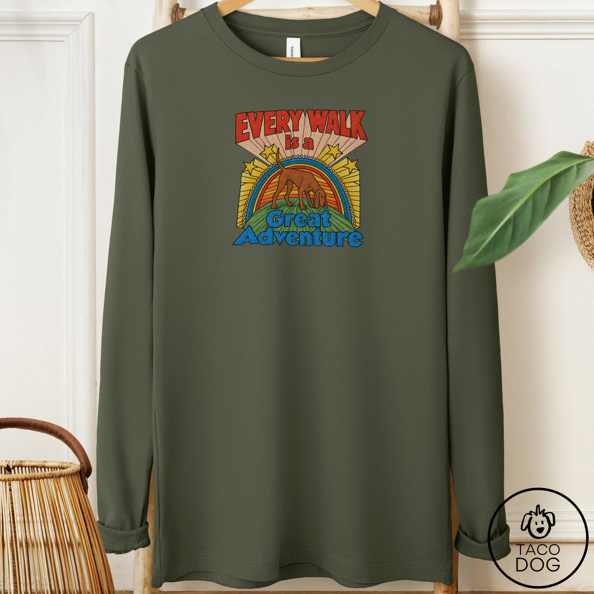 Coonhound Every Walk Long Sleeve Tee Military Green Taco-Dog