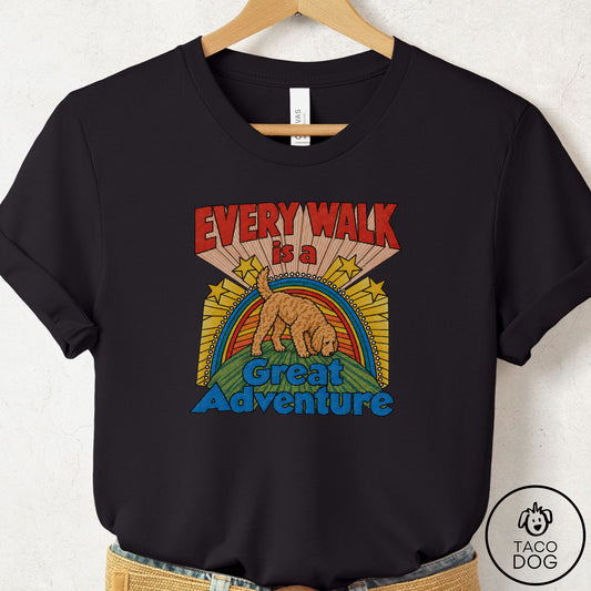 Doodle Every Walk T-Shirt Black Taco-Dog