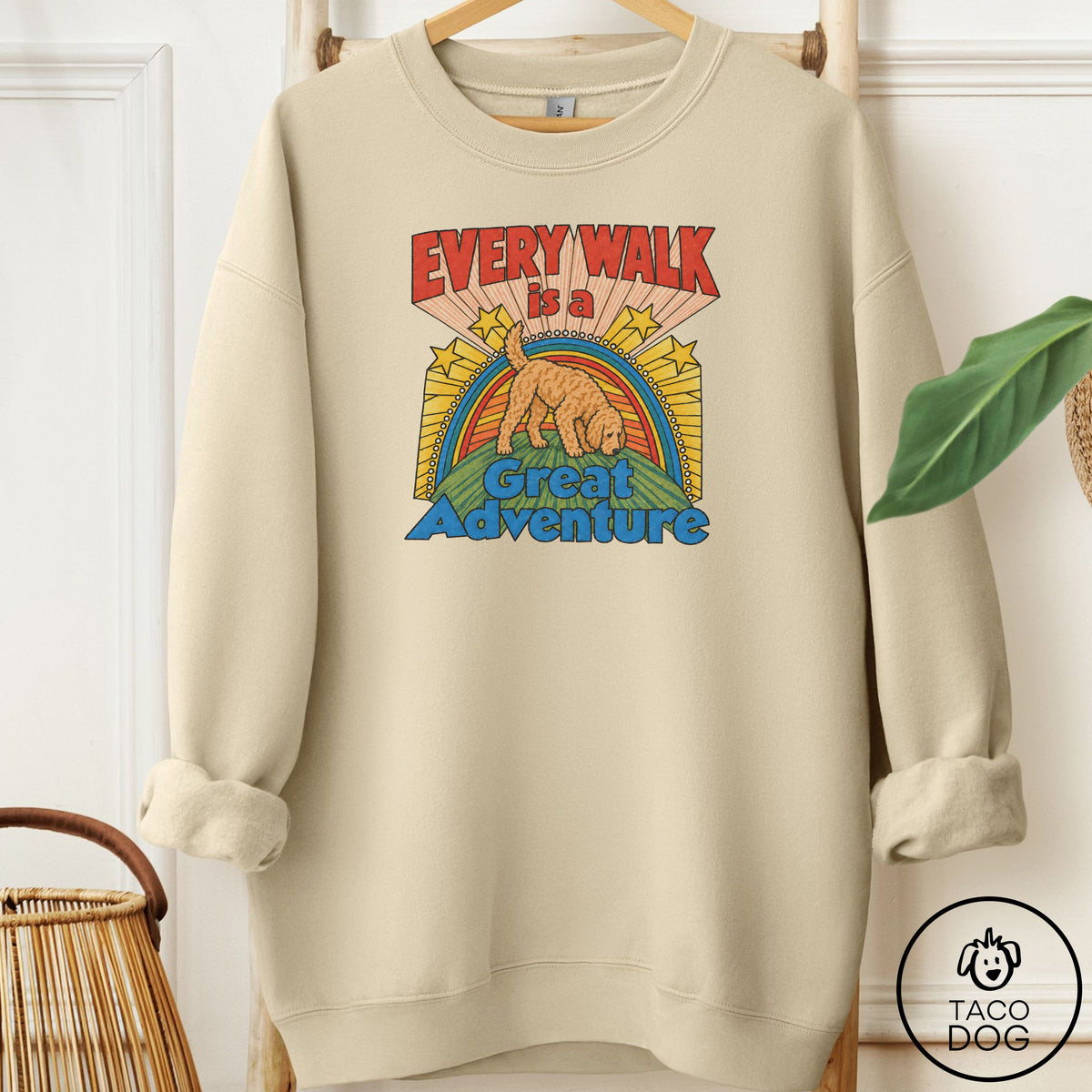 Doodle Every Walk Sweatshirt Sand Taco-Dog