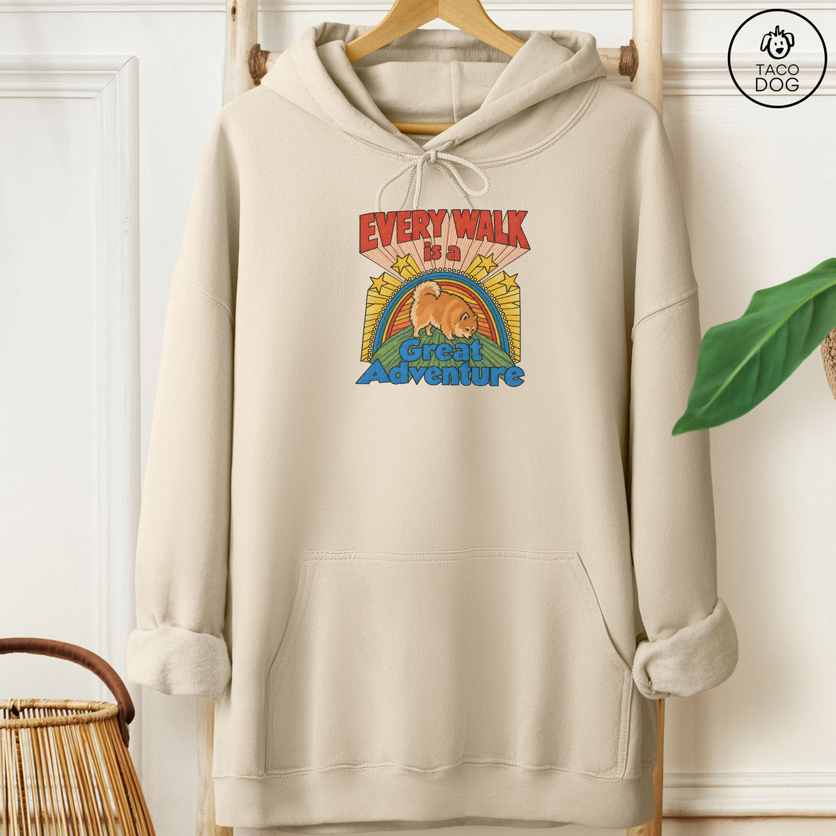 Pomeranian Every Walk Hoodie Sand Taco-Dog