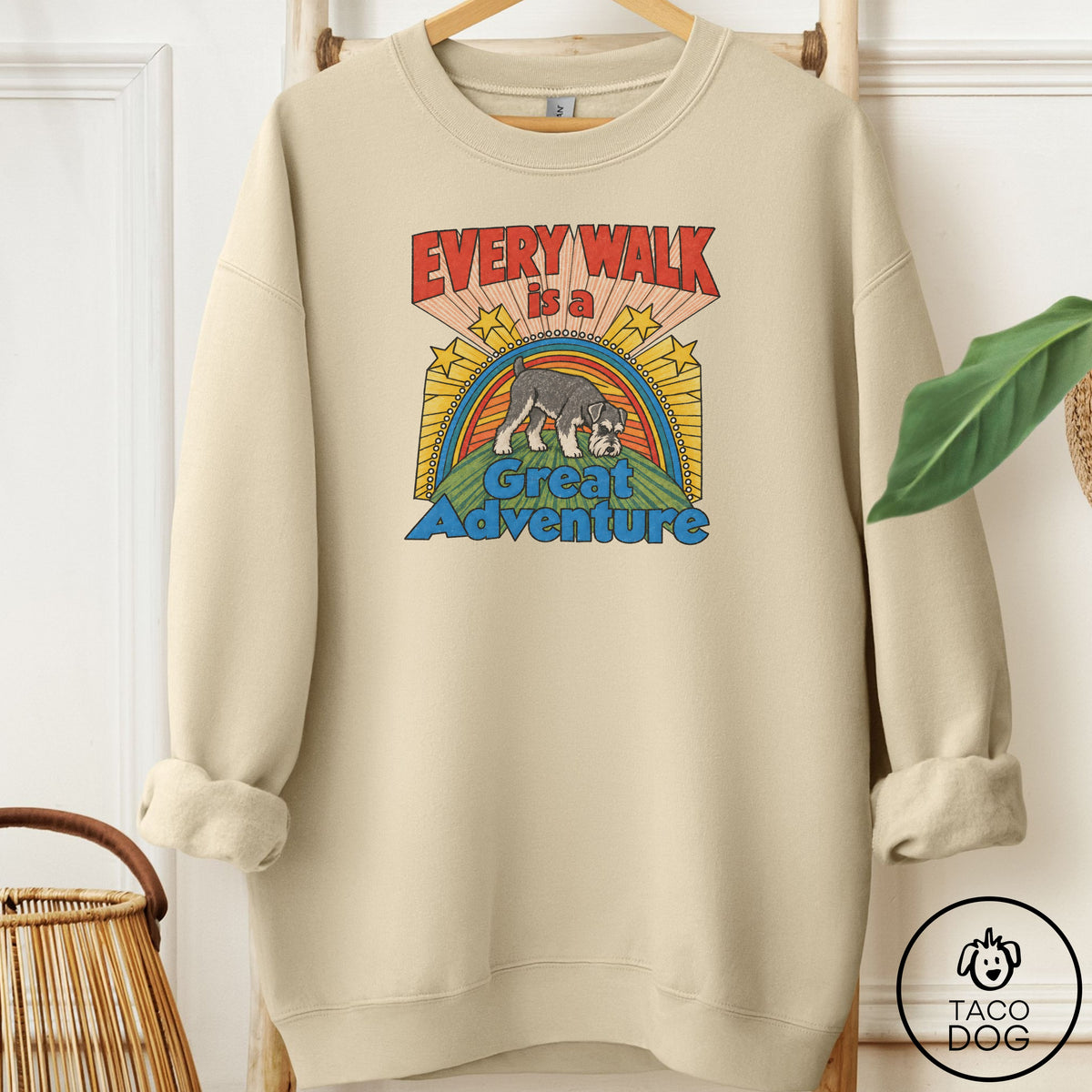 Schnauzer Every Walk Sweatshirt Sand Taco-Dog