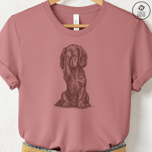 Dachshund Facepalm T-Shirt Heather Mauve Taco-Dog