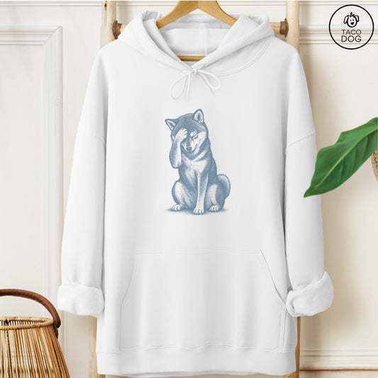 Shiba Inu Facepalm Hoodie White Taco-Dog