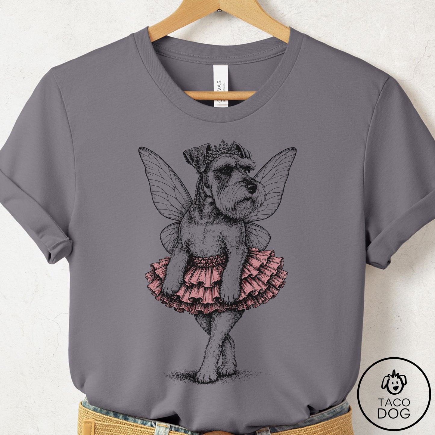 Schnauzer Fairy Black Ink T-Shirt Storm Taco-Dog