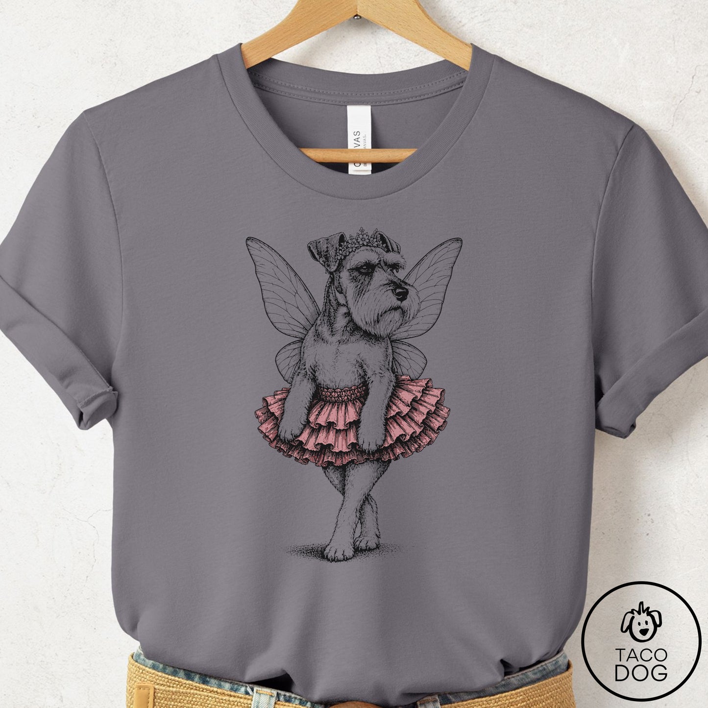 Schnauzer Fairy Black Ink T-Shirt Storm Taco-Dog