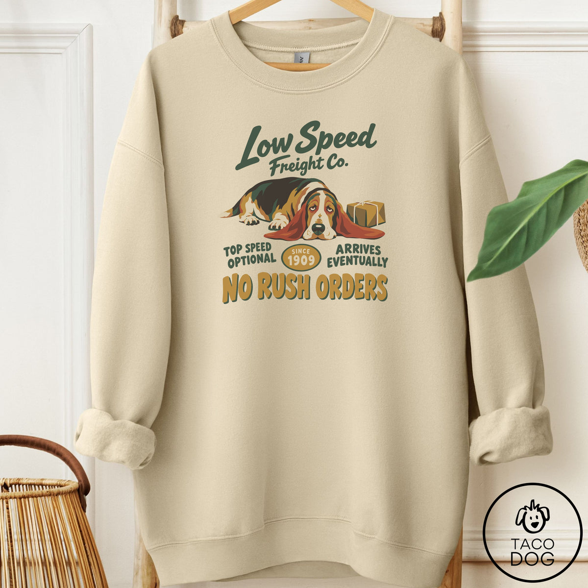 Basset Hound Family Business Sweatshirt Sand Taco-Dog