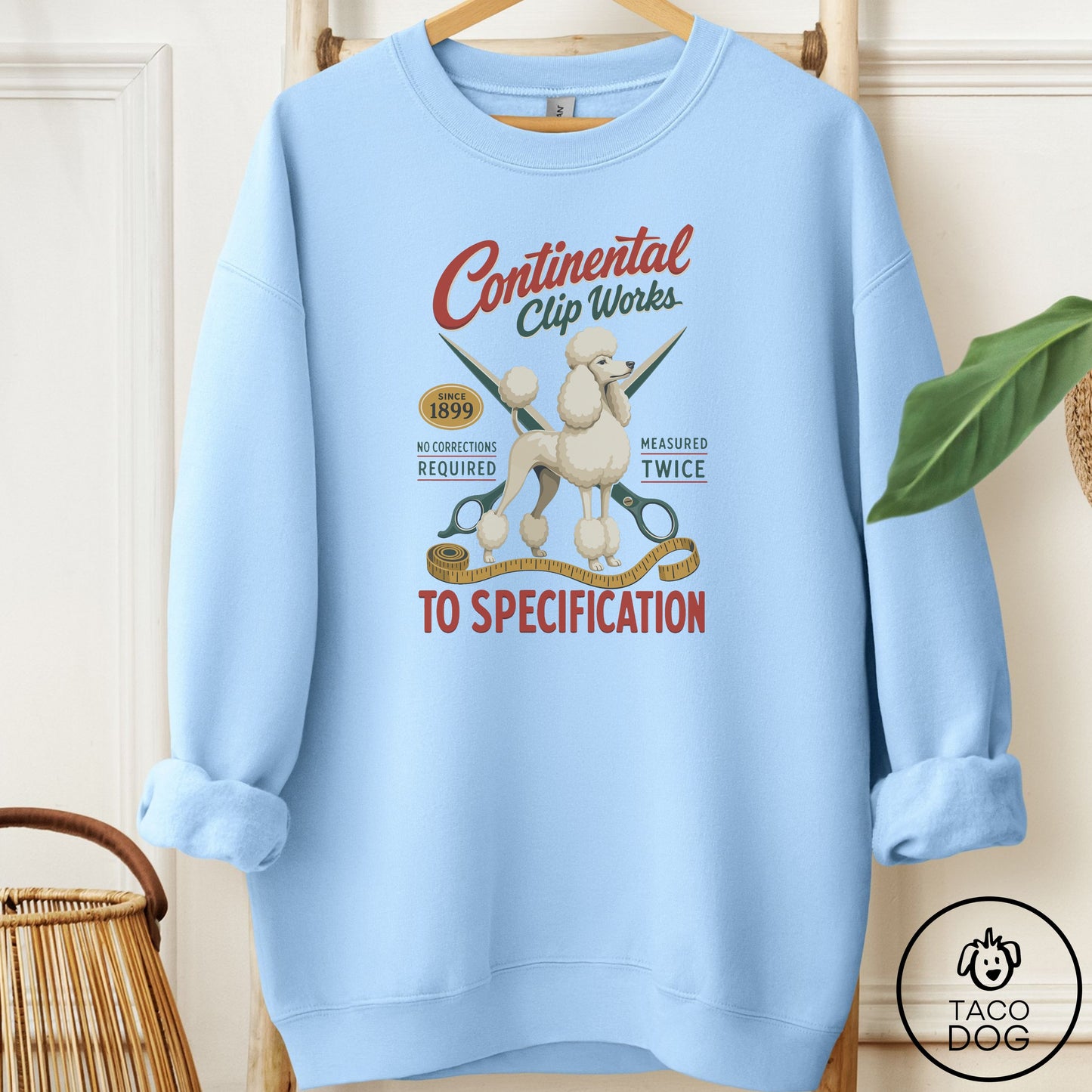 Poodle Family Business Sweatshirt Light Blue Taco-Dog