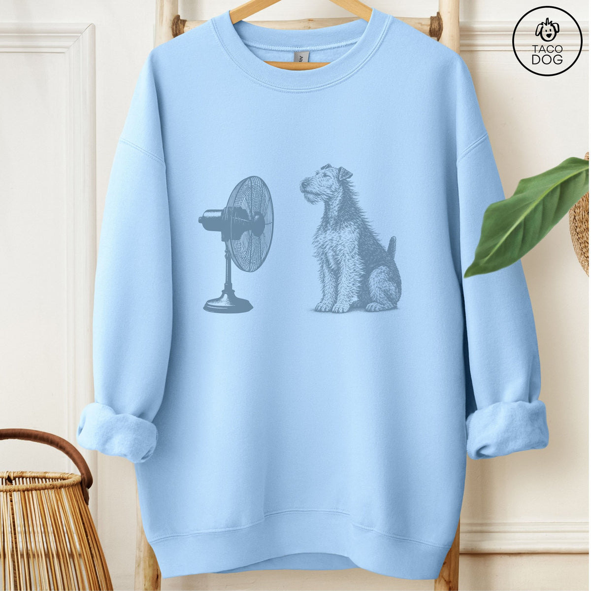 Airedale Fan Sweatshirt Light Blue Taco-Dog