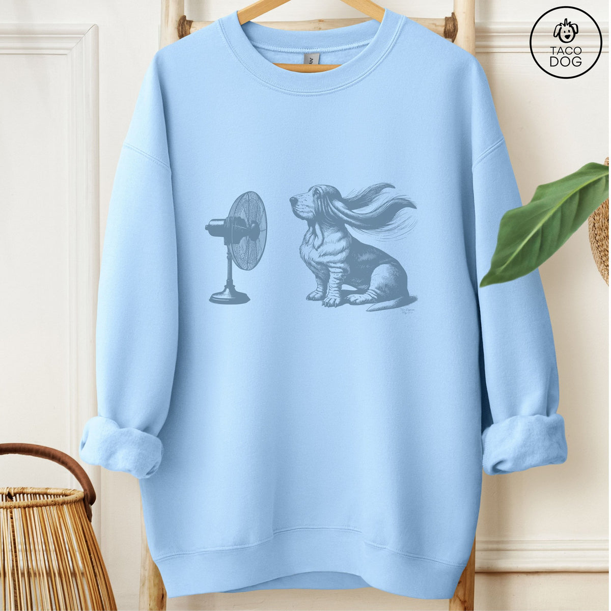 Basset Hound Fan Sweatshirt Light Blue Taco-Dog
