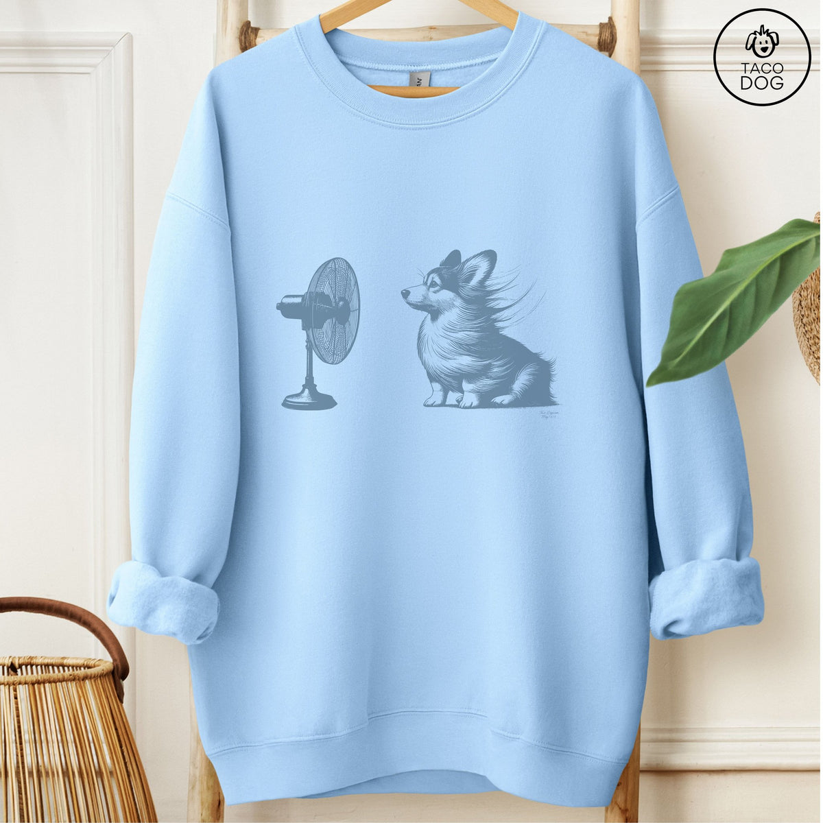 Corgi Fan Sweatshirt Light Blue Taco-Dog