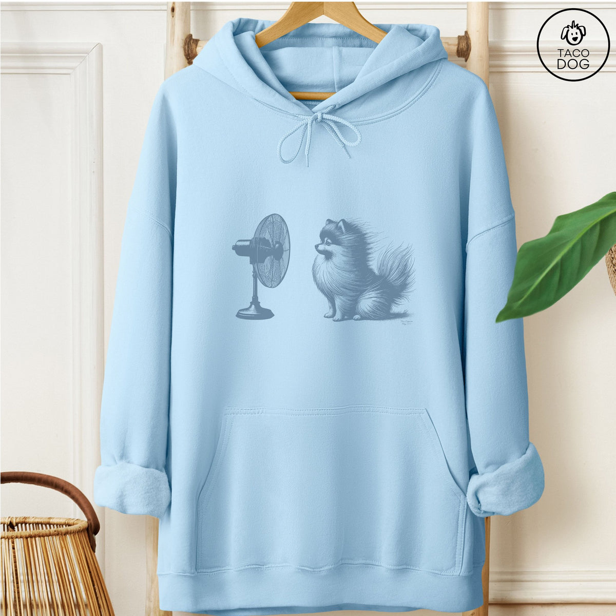 Pomeranian Fan Hoodie Light Blue Taco-Dog