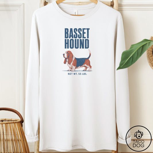 Basset Hound Feedsack Long Sleeve Tee White Taco-Dog