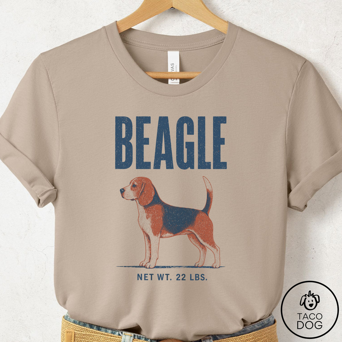 Beagle Feedsack T-Shirt Tan Taco-Dog