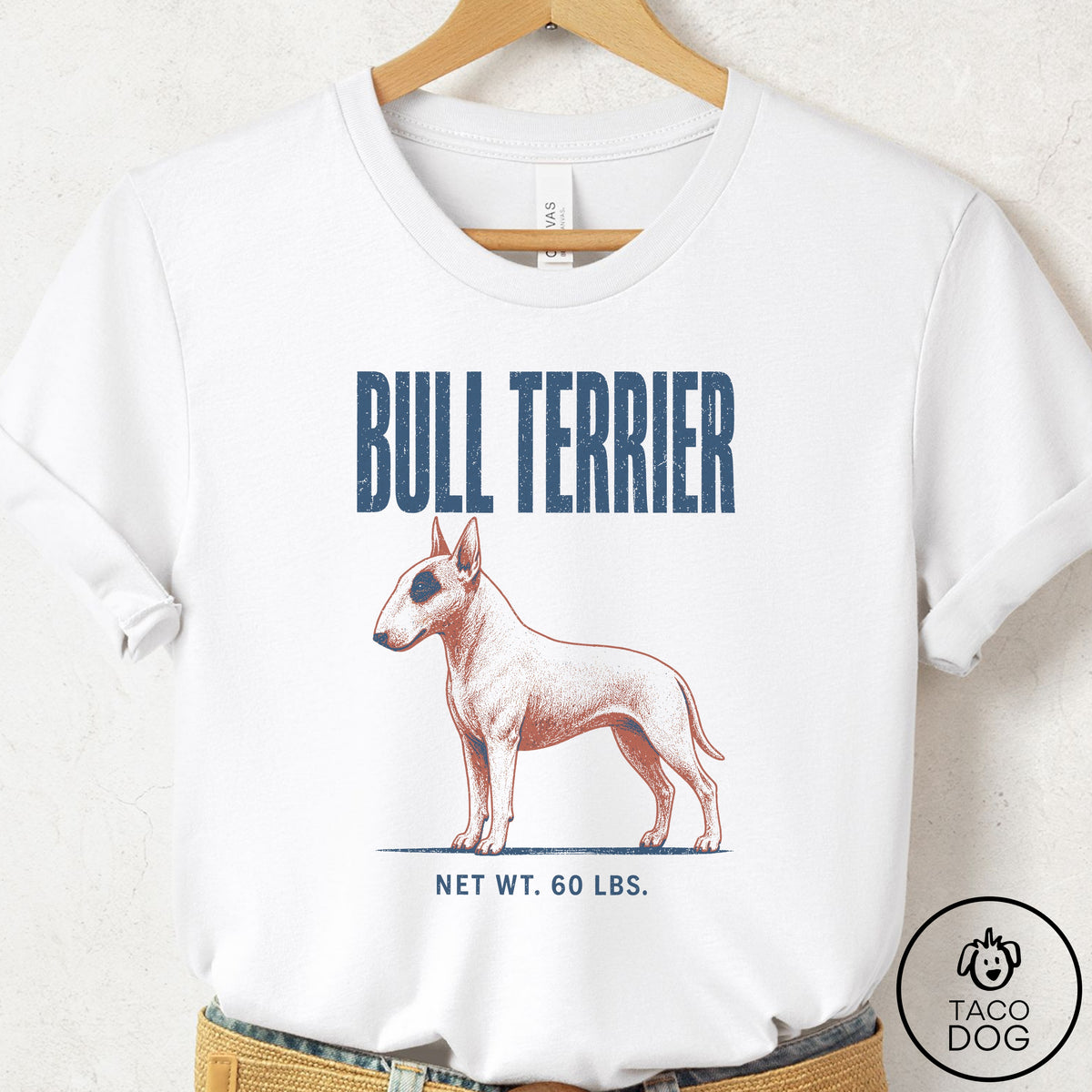 Bull Terrier Feedsack T-Shirt White Taco-Dog