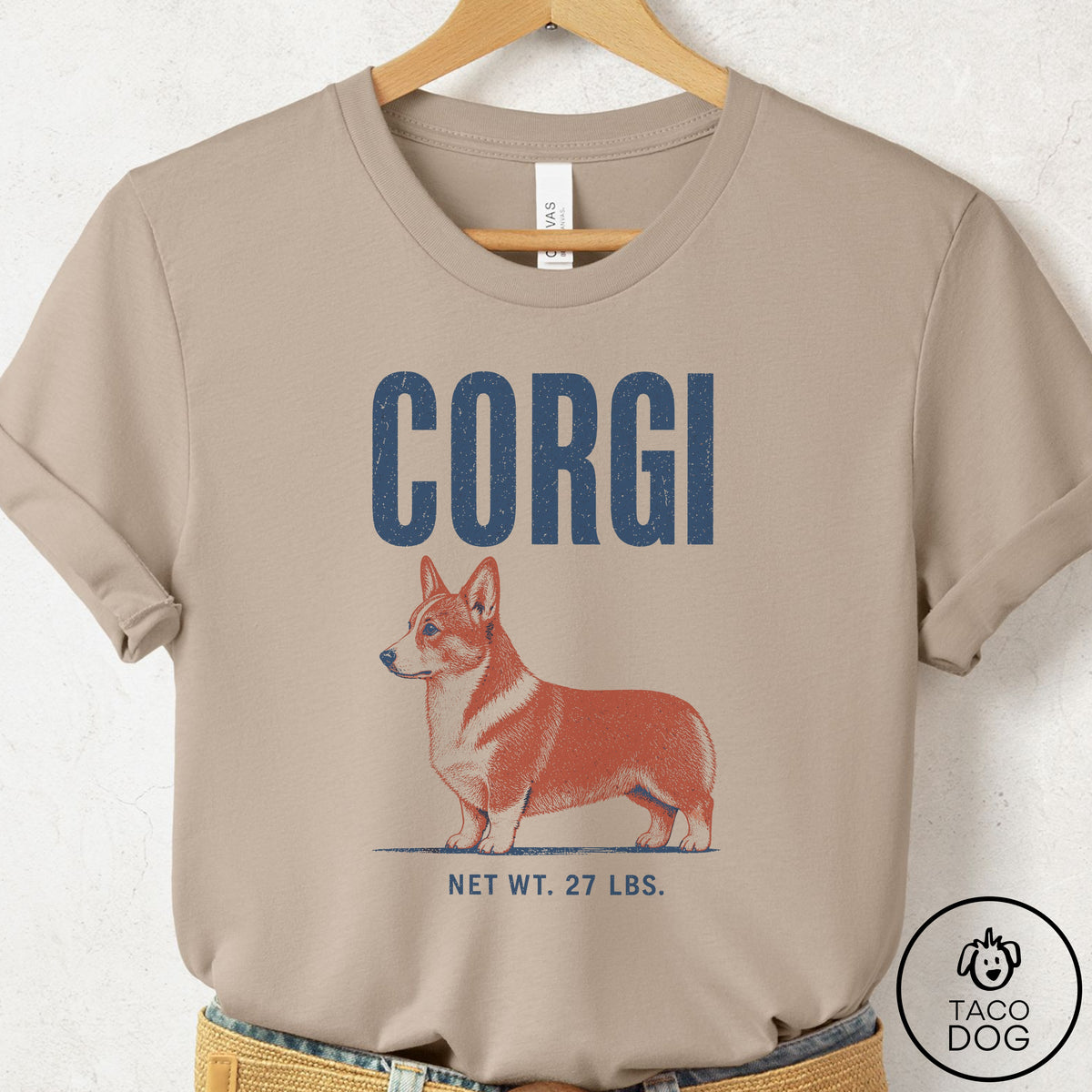 Corgi Feedsack T-Shirt Tan Taco-Dog