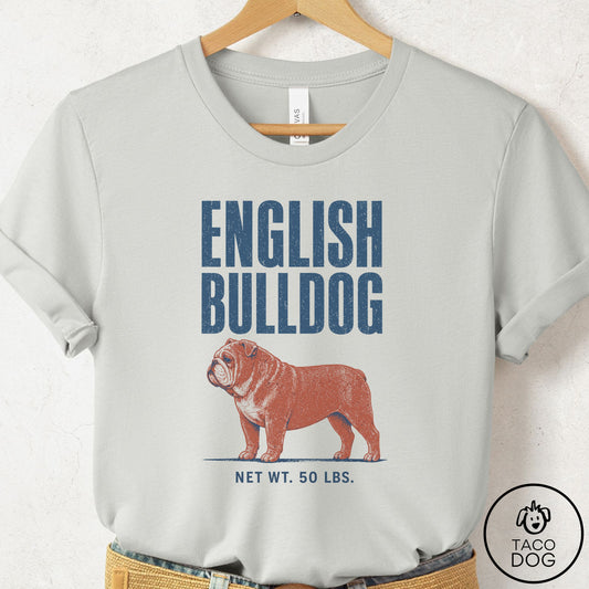 English Bulldog Feedsack T-Shirt Silver Taco-Dog