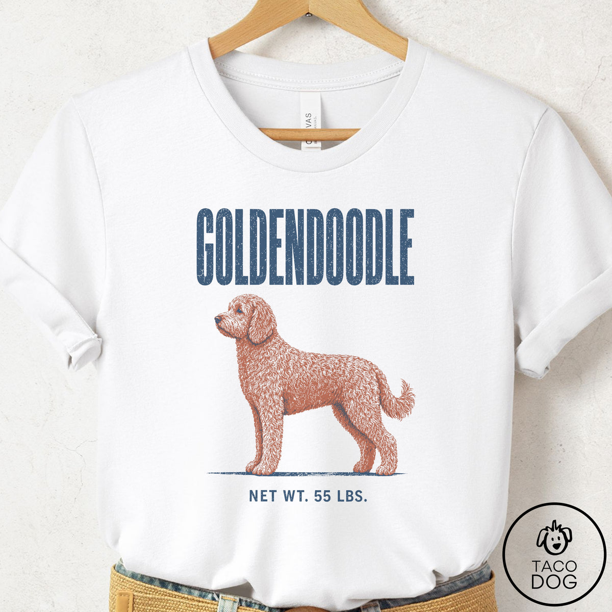 Doodle Feedsack T-Shirt White Taco-Dog