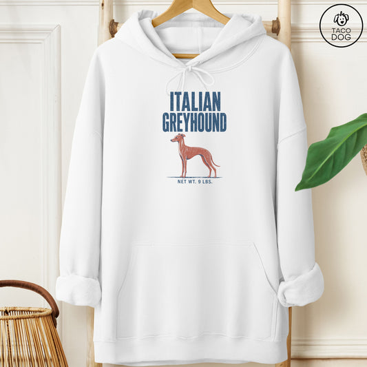 Italian Greyhound Whippet Feedsack Hoodie White Taco-Dog
