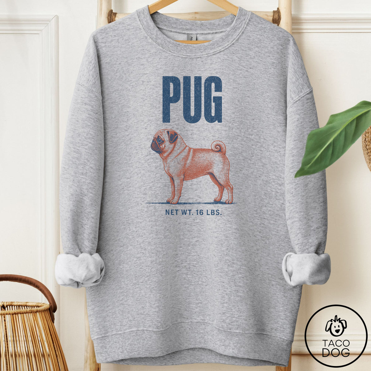 Pug Feedsack Sweatshirt Sport Grey Taco-Dog