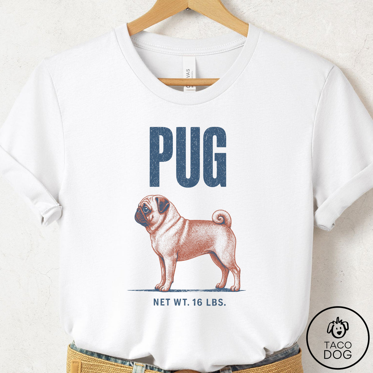 Pug Feedsack T-Shirt White Taco-Dog