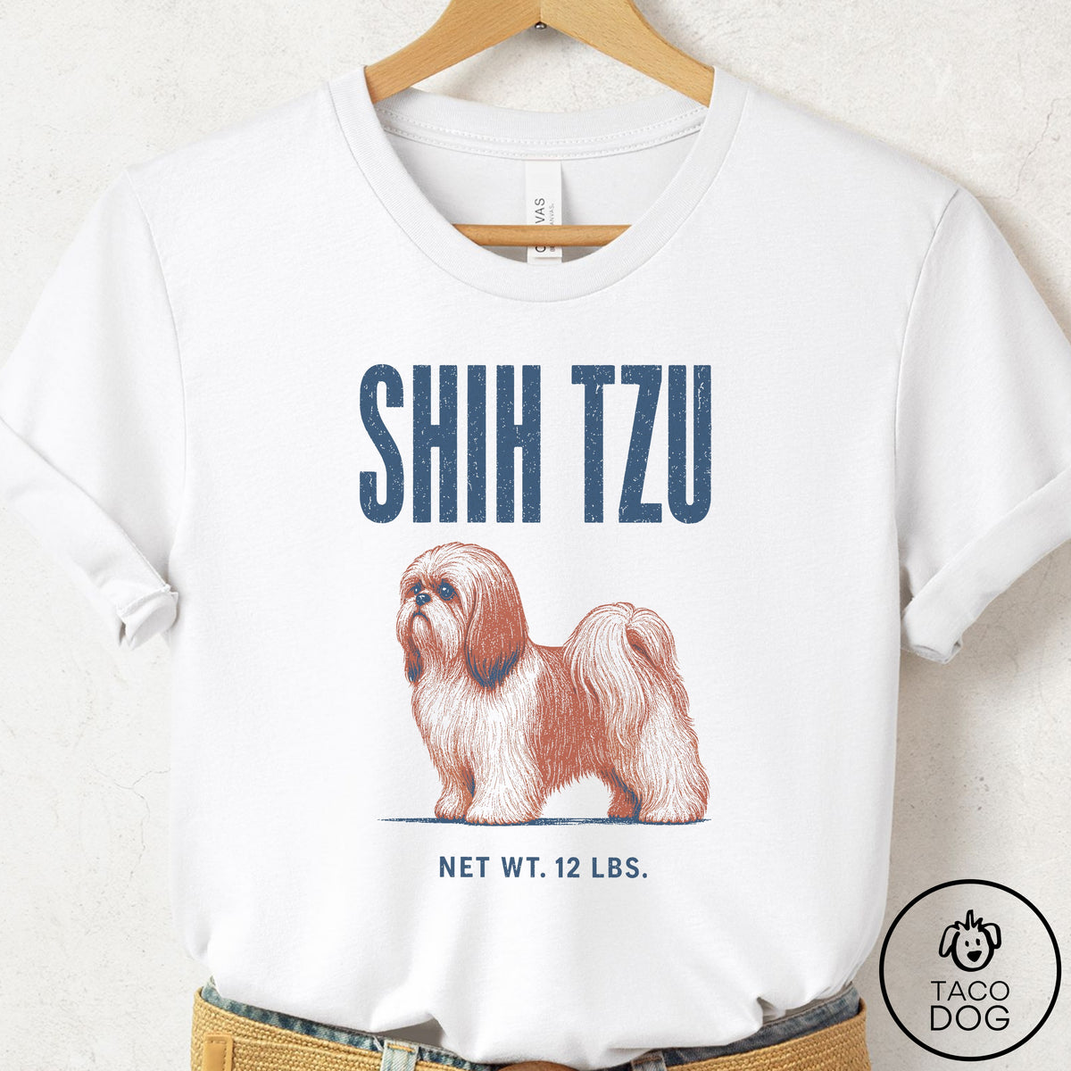 Shih Tzu Feedsack T-Shirt White Taco-Dog