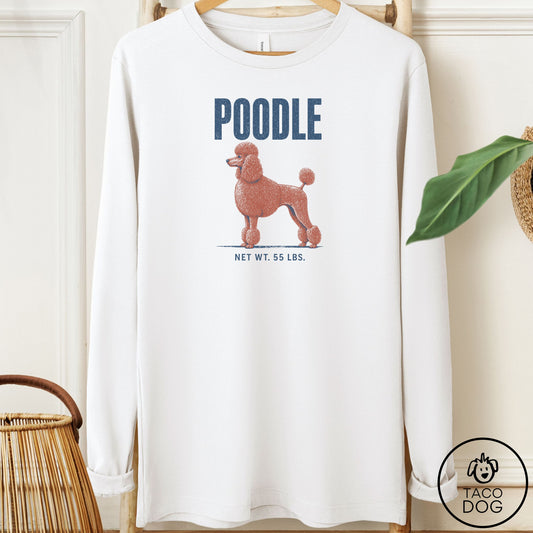 Poodle Feedsack Long Sleeve Tee White Taco-Dog