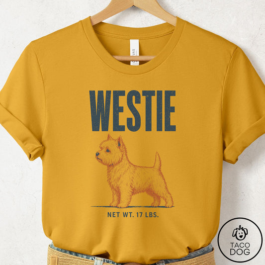 Westie Feedsack T-Shirt Mustard Taco-Dog