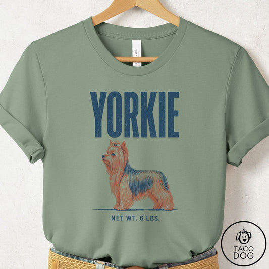 Yorkshire Terrier Yorkie Feedsack T-Shirt Sage Taco-Dog