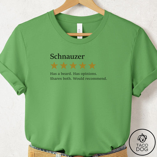 Schnauzer Five Star Review T-Shirt Leaf Taco-Dog