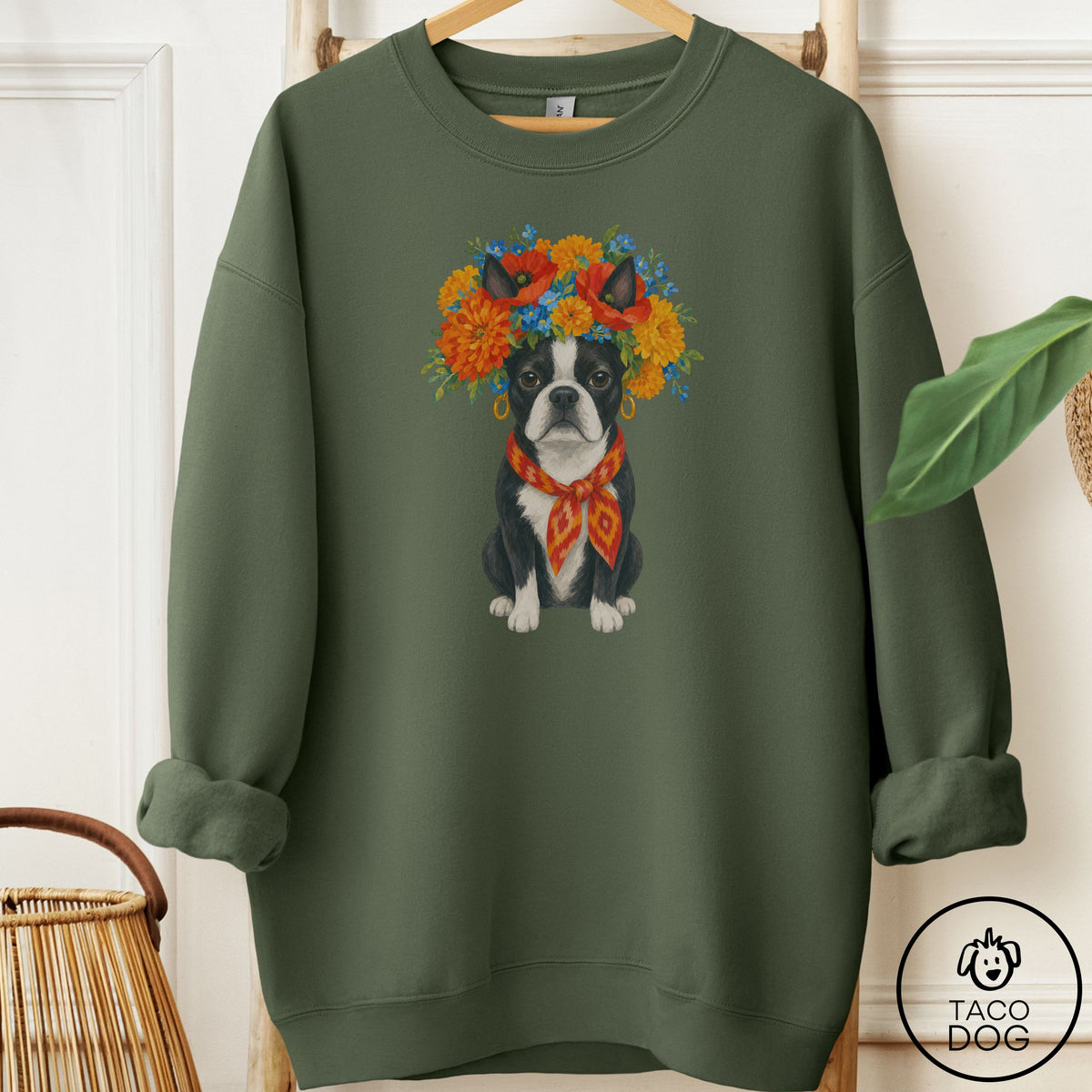 Boston Terrier Flower Crown Sweatshirt